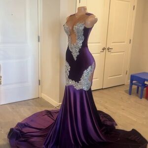 Stunning Purple and Silver Prom Dress